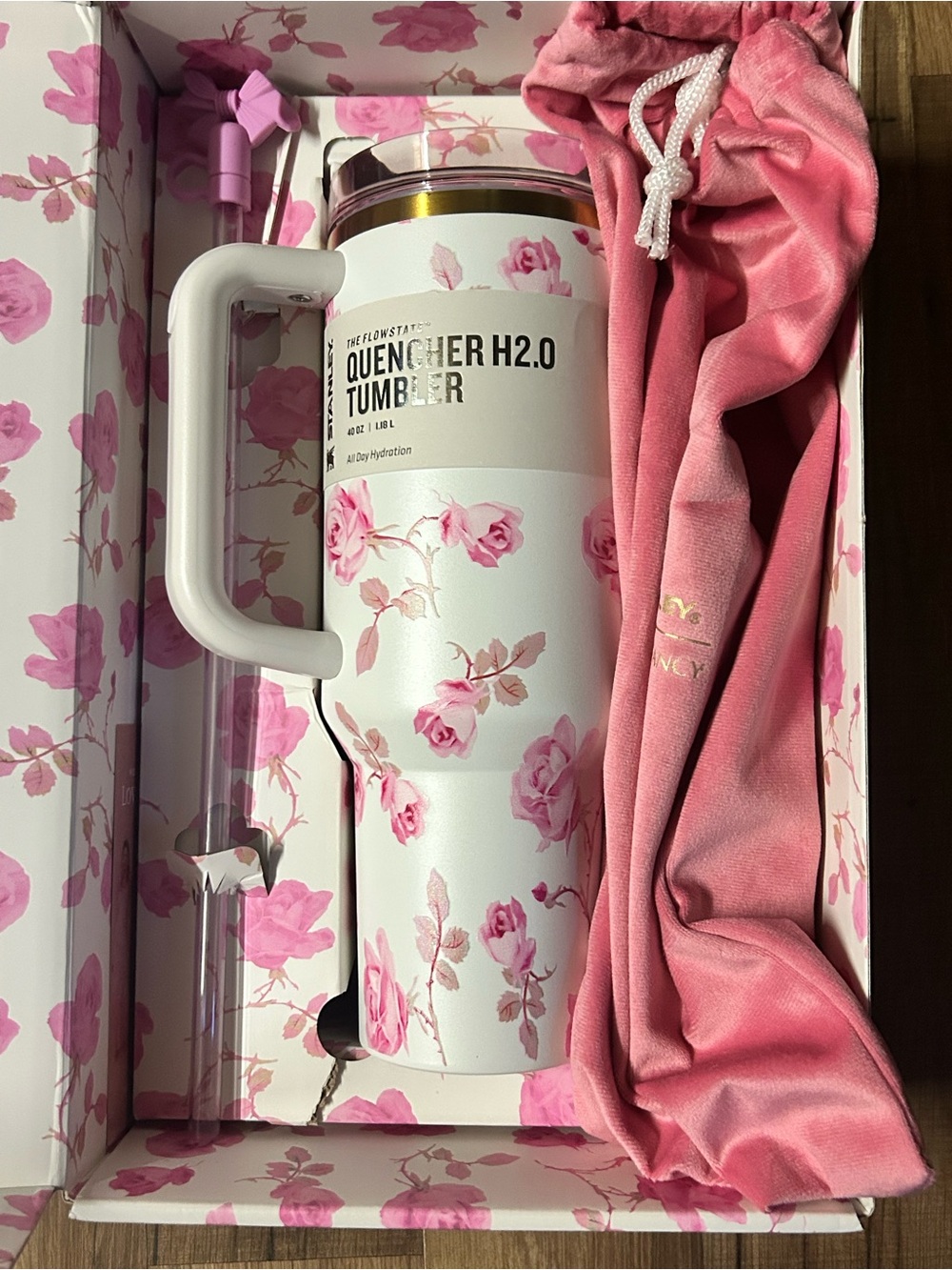 40oz Stanley x LoveShackFancy Quencher H2.0 Rosa Pink Floral Tumbler New